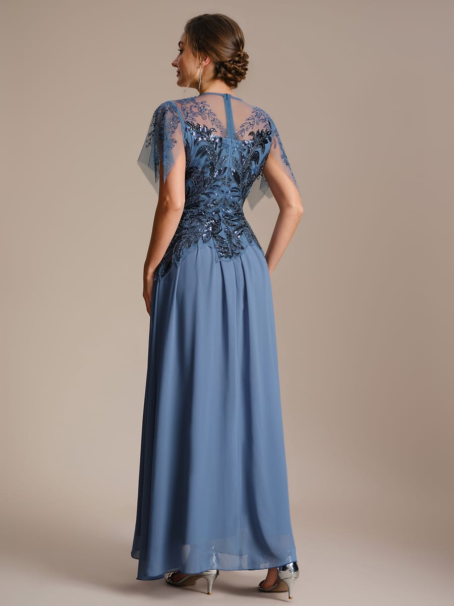 ever LUSTRE|Embroidered Sequin Ruffle Sleeve Dress