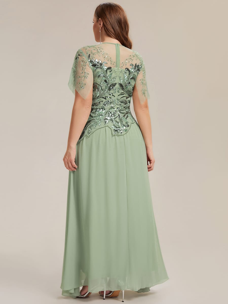 ever LUSTRE|Embroidered Sequin Ruffle Sleeve Dress