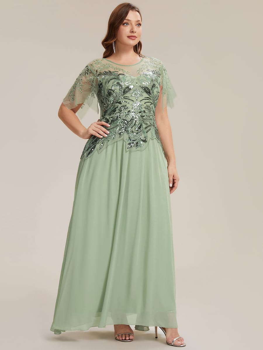 ever LUSTRE|Embroidered Sequin Ruffle Sleeve Dress