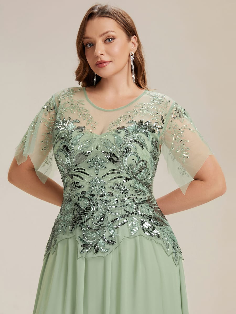 ever LUSTRE|Embroidered Sequin Ruffle Sleeve Dress