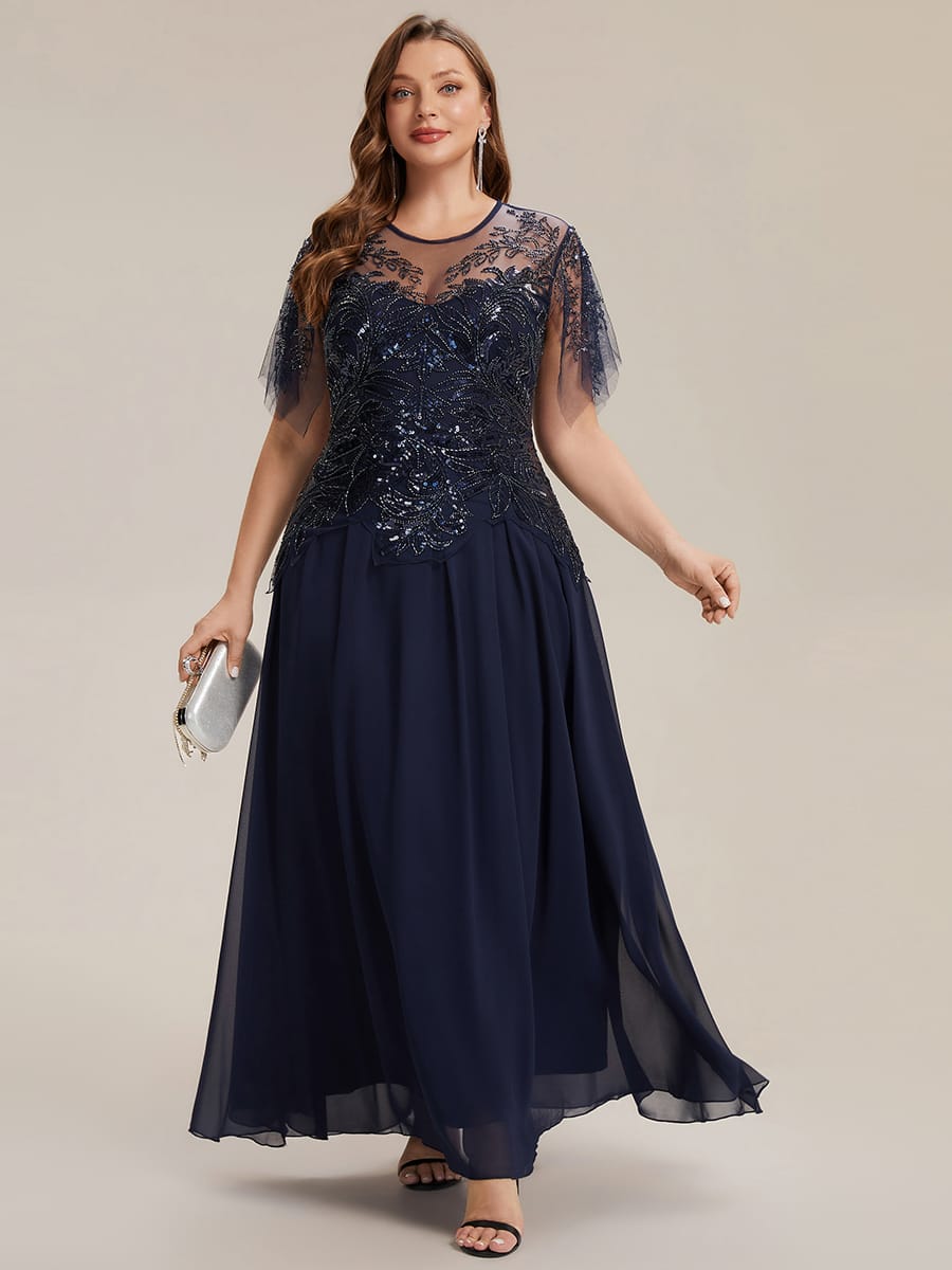 ever LUSTRE|Embroidered Sequin Ruffle Sleeve Dress