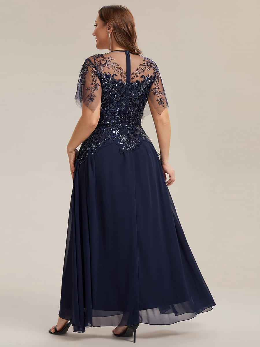 ever LUSTRE|Embroidered Sequin Ruffle Sleeve Dress