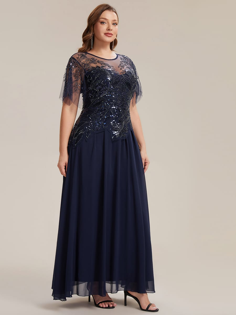 ever LUSTRE|Embroidered Sequin Ruffle Sleeve Dress