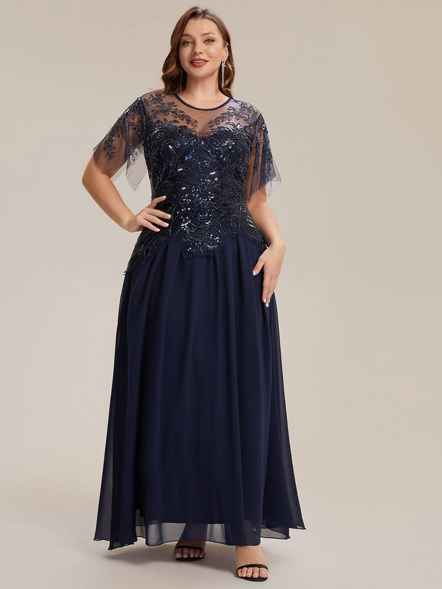 ever LUSTRE|Embroidered Sequin Ruffle Sleeve Dress