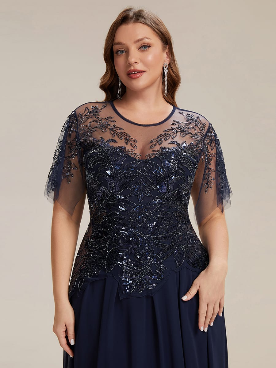 ever LUSTRE|Embroidered Sequin Ruffle Sleeve Dress