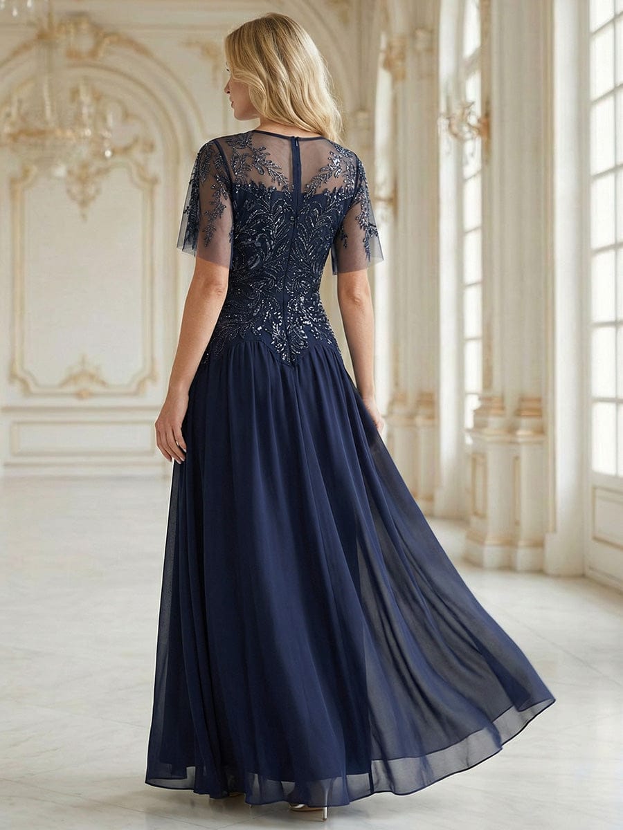 ever LUSTRE|Embroidered Sequin Ruffle Sleeve Dress