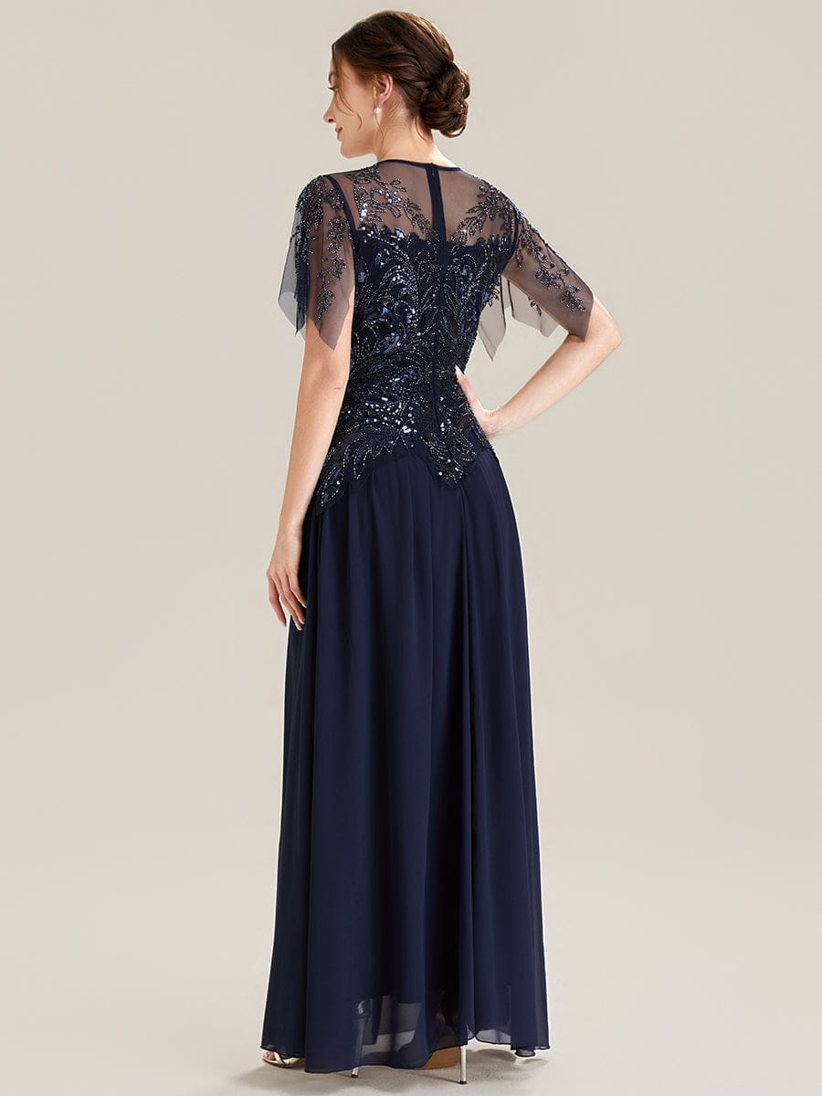 ever LUSTRE|Embroidered Sequin Ruffle Sleeve Dress