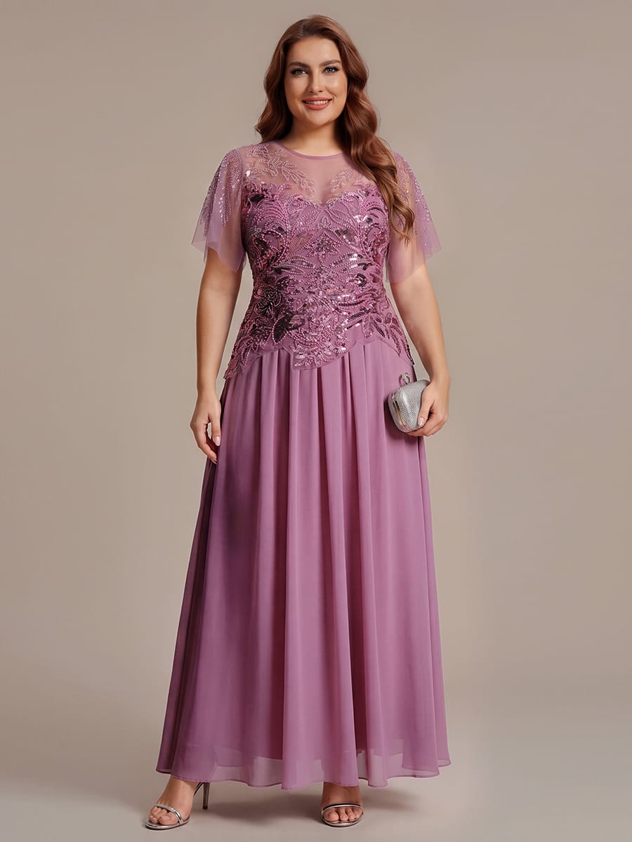 ever LUSTRE|Embroidered Sequin Ruffle Sleeve Dress