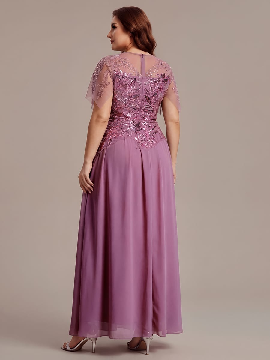 ever LUSTRE|Embroidered Sequin Ruffle Sleeve Dress
