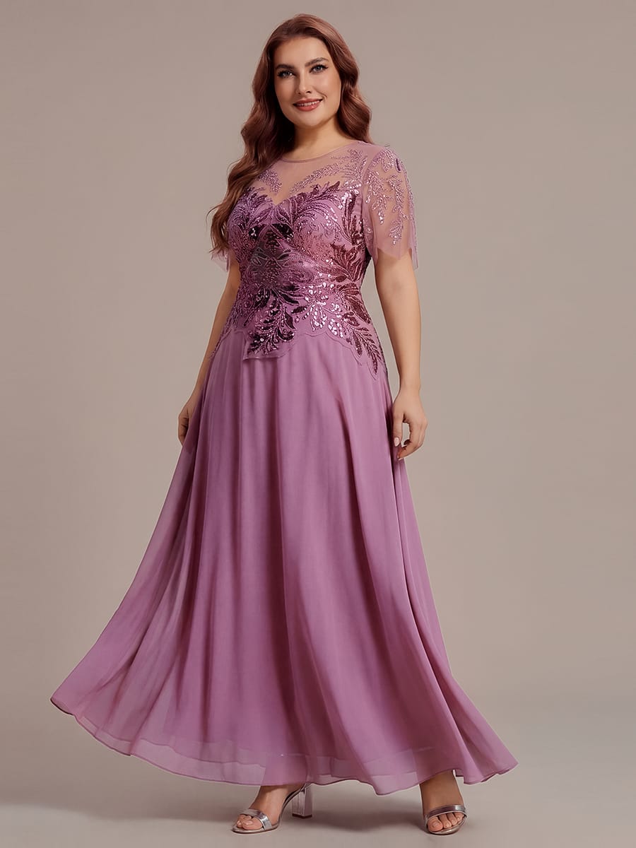 ever LUSTRE|Embroidered Sequin Ruffle Sleeve Dress