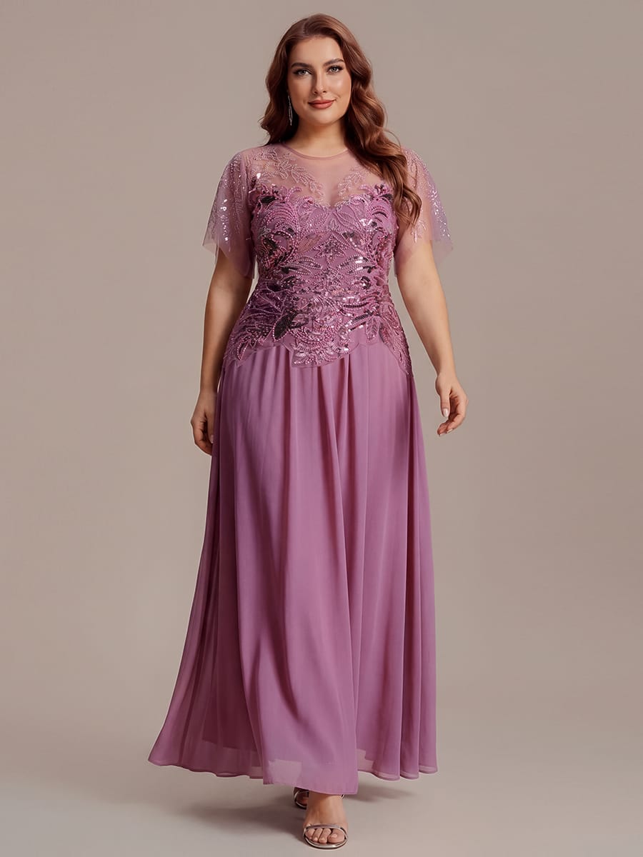 ever LUSTRE|Embroidered Sequin Ruffle Sleeve Dress