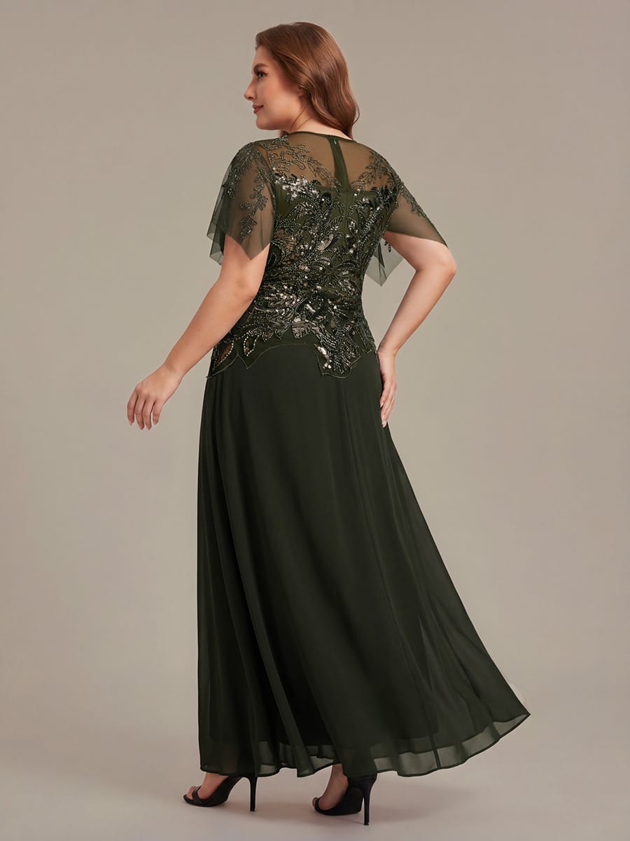 ever LUSTRE|Embroidered Sequin Ruffle Sleeve Dress