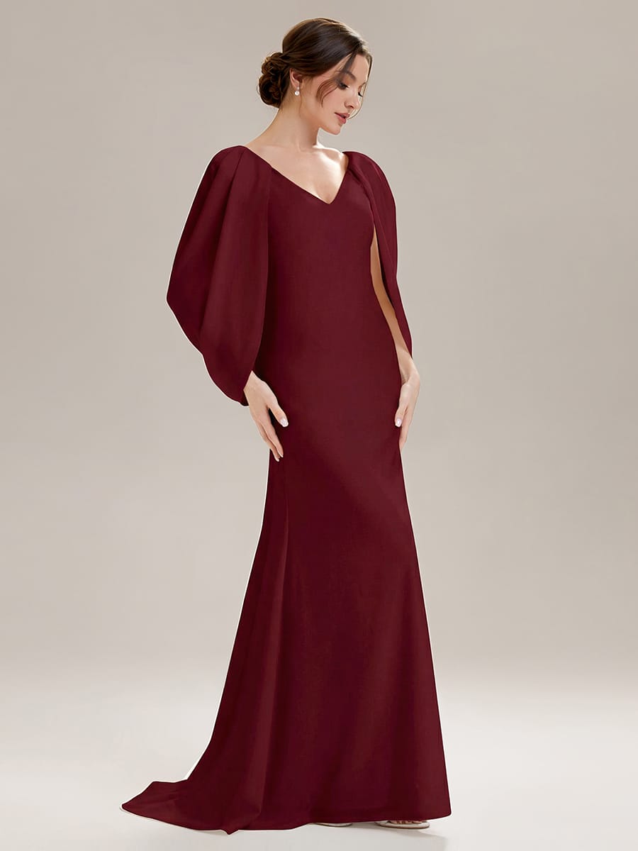 Tie-Front Knit Cape Sleeve Dress