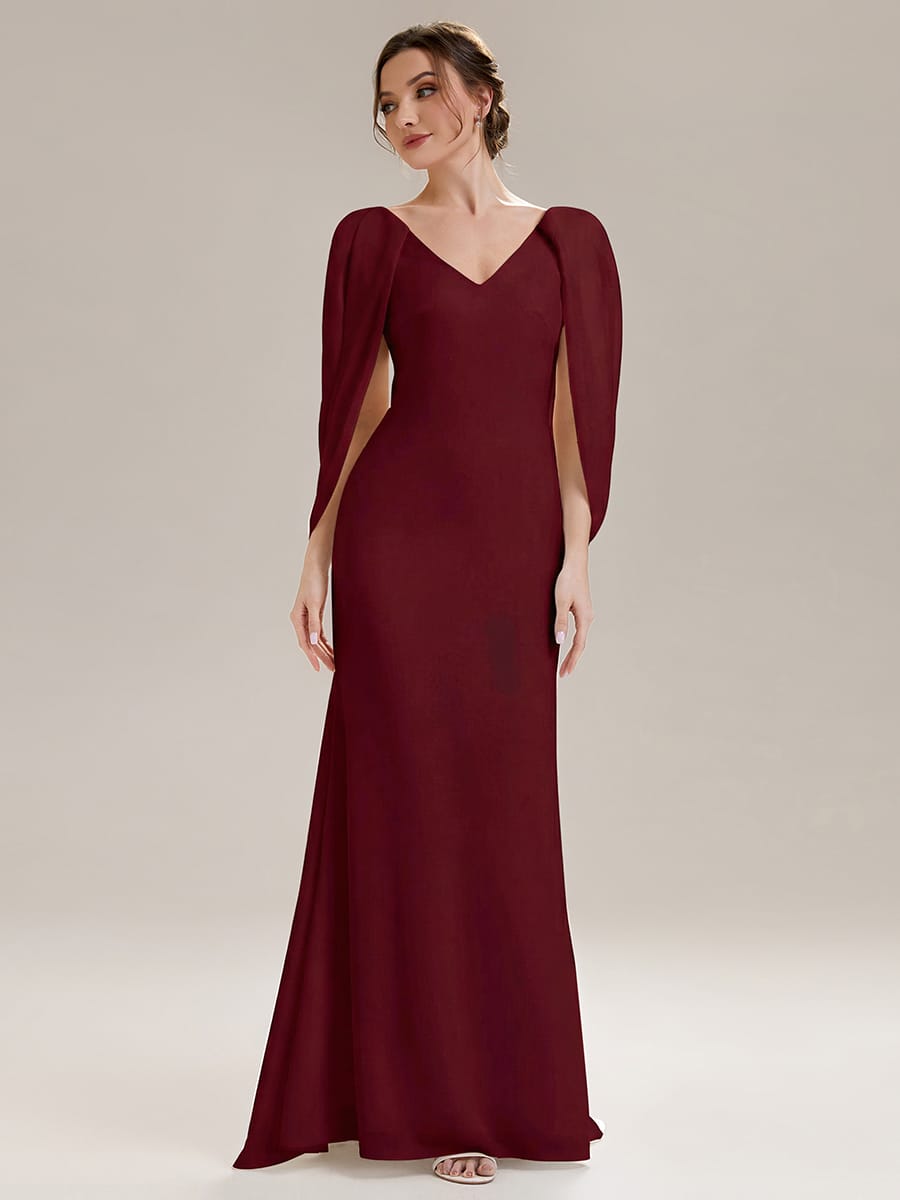 Tie-Front Knit Cape Sleeve Dress
