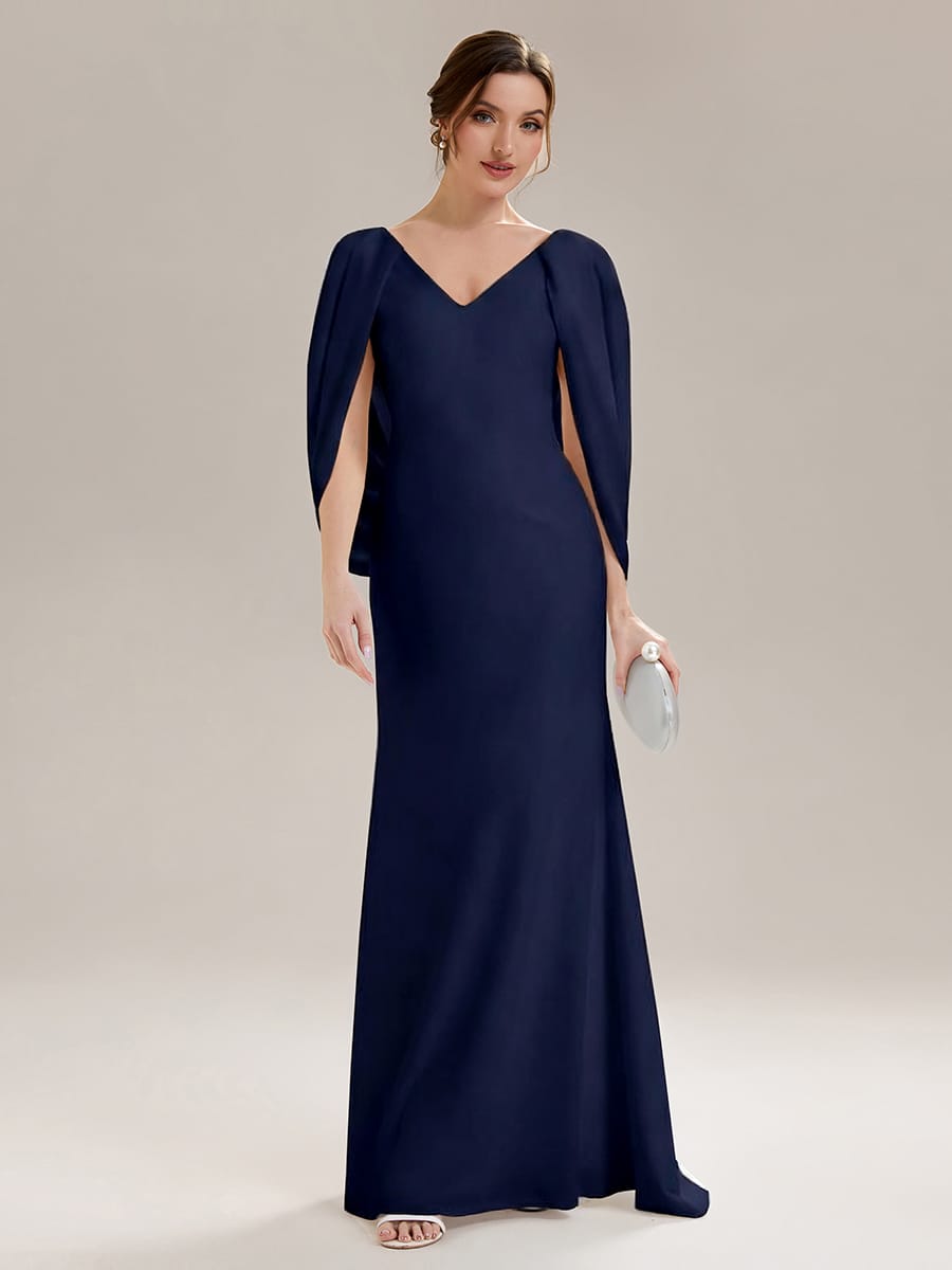 Tie-Front Knit Cape Sleeve Dress