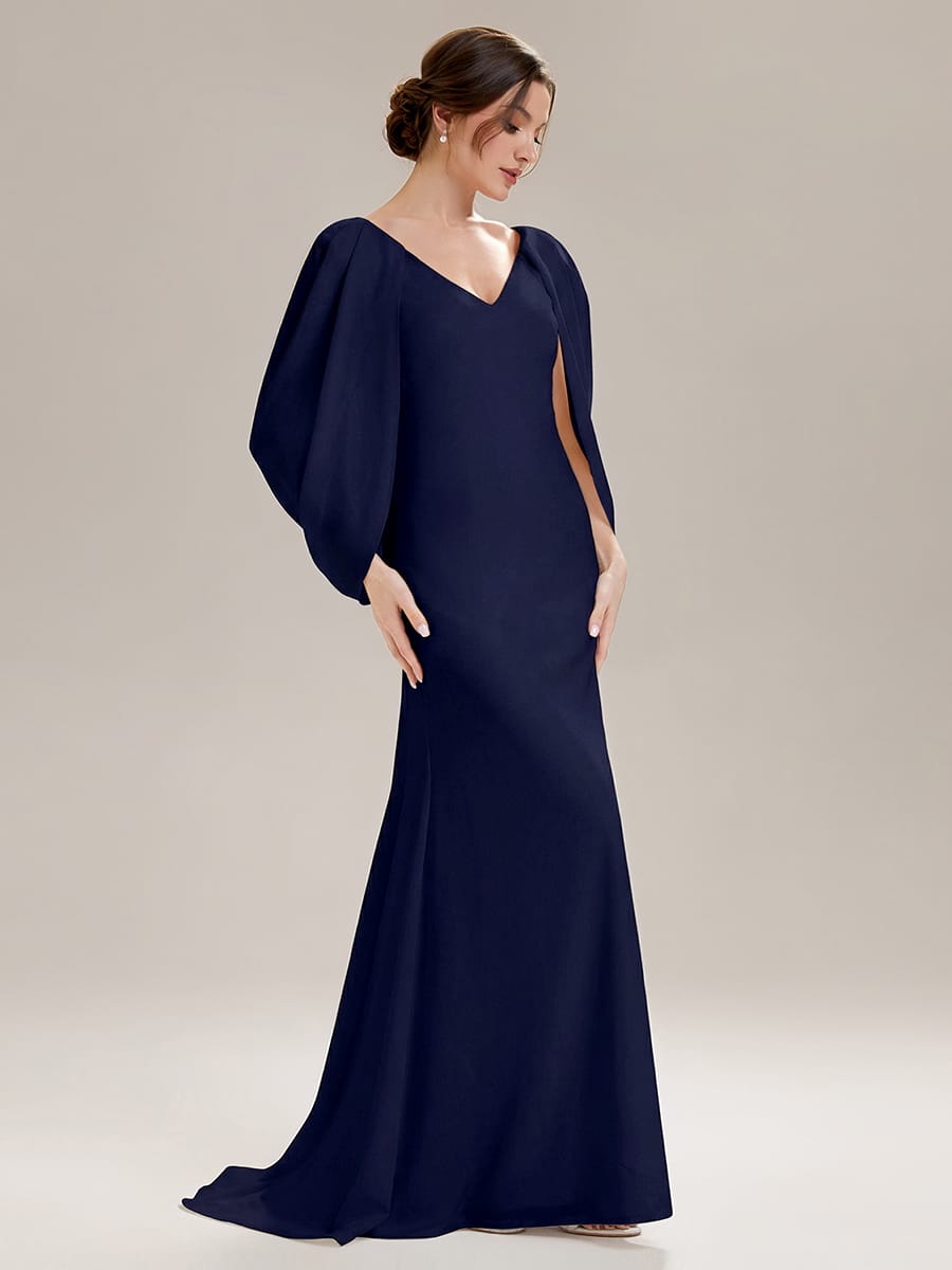 Tie-Front Knit Cape Sleeve Dress