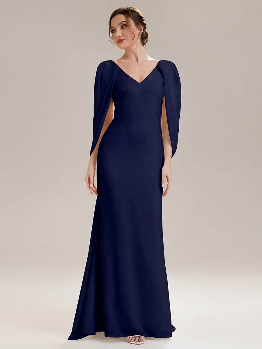 Tie-Front Knit Cape Sleeve Dress