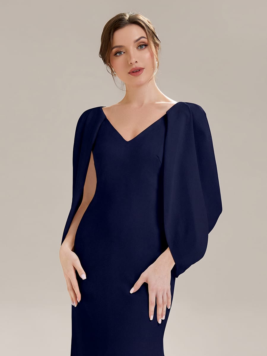 Tie-Front Knit Cape Sleeve Dress