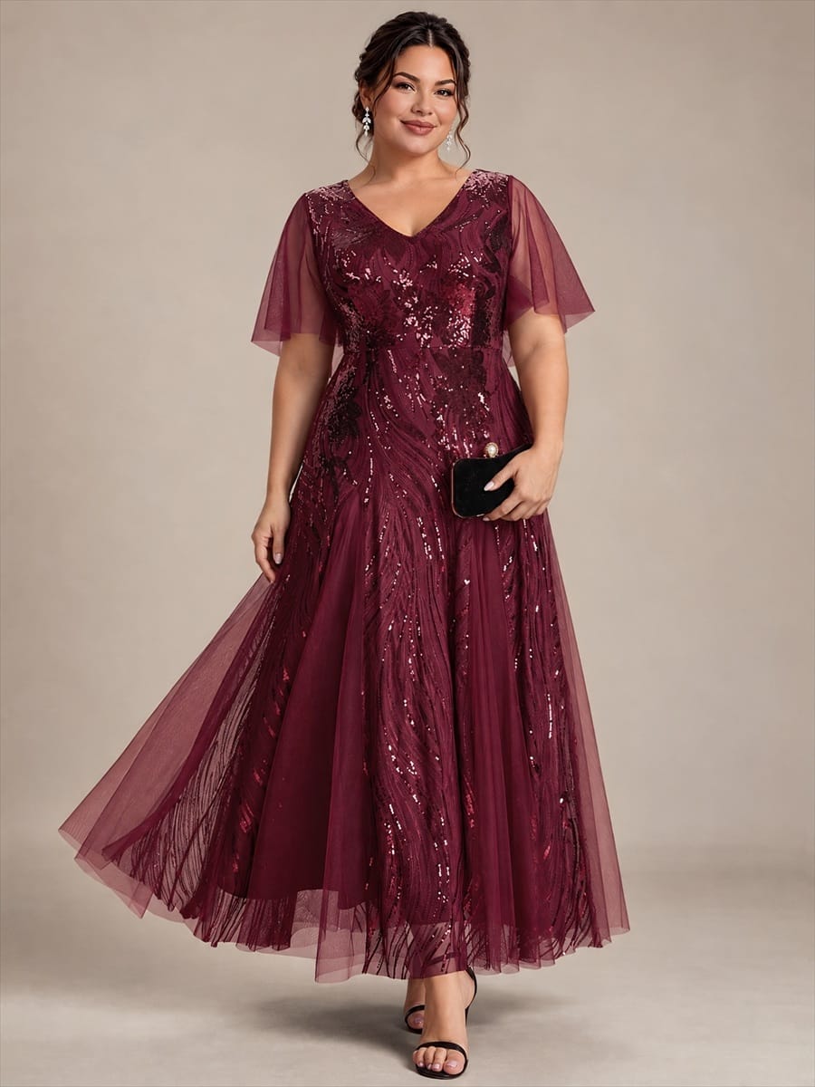 Sequin Mermaid V-Neck Maxi Dress