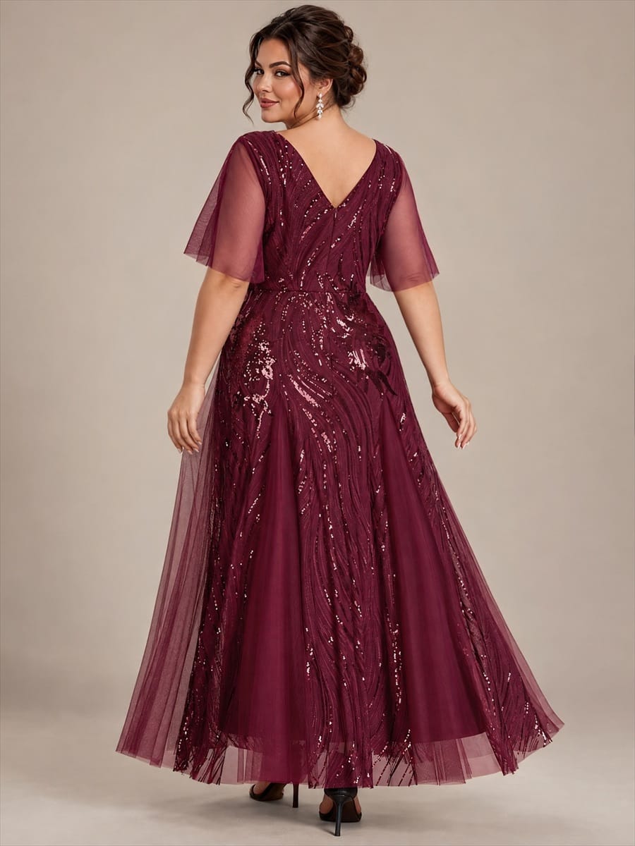 Sequin Mermaid V-Neck Maxi Dress