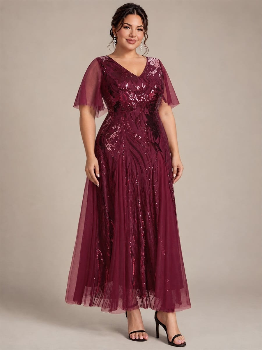 Sequin Mermaid V-Neck Maxi Dress