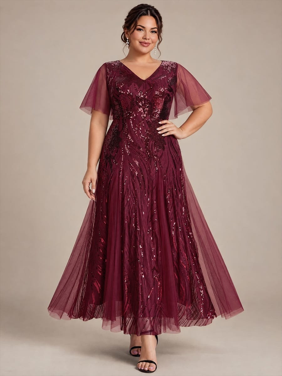 Sequin Mermaid V-Neck Maxi Dress
