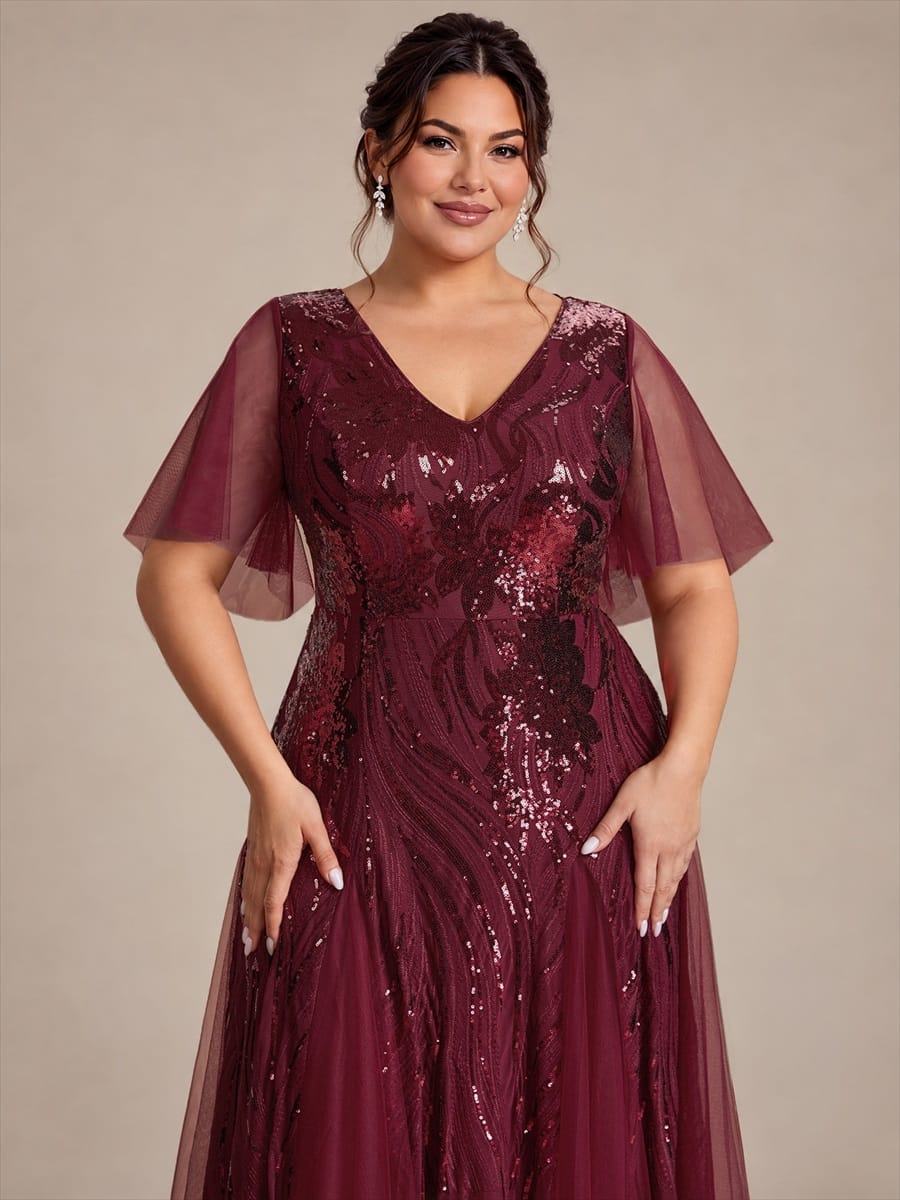 Sequin Mermaid V-Neck Maxi Dress