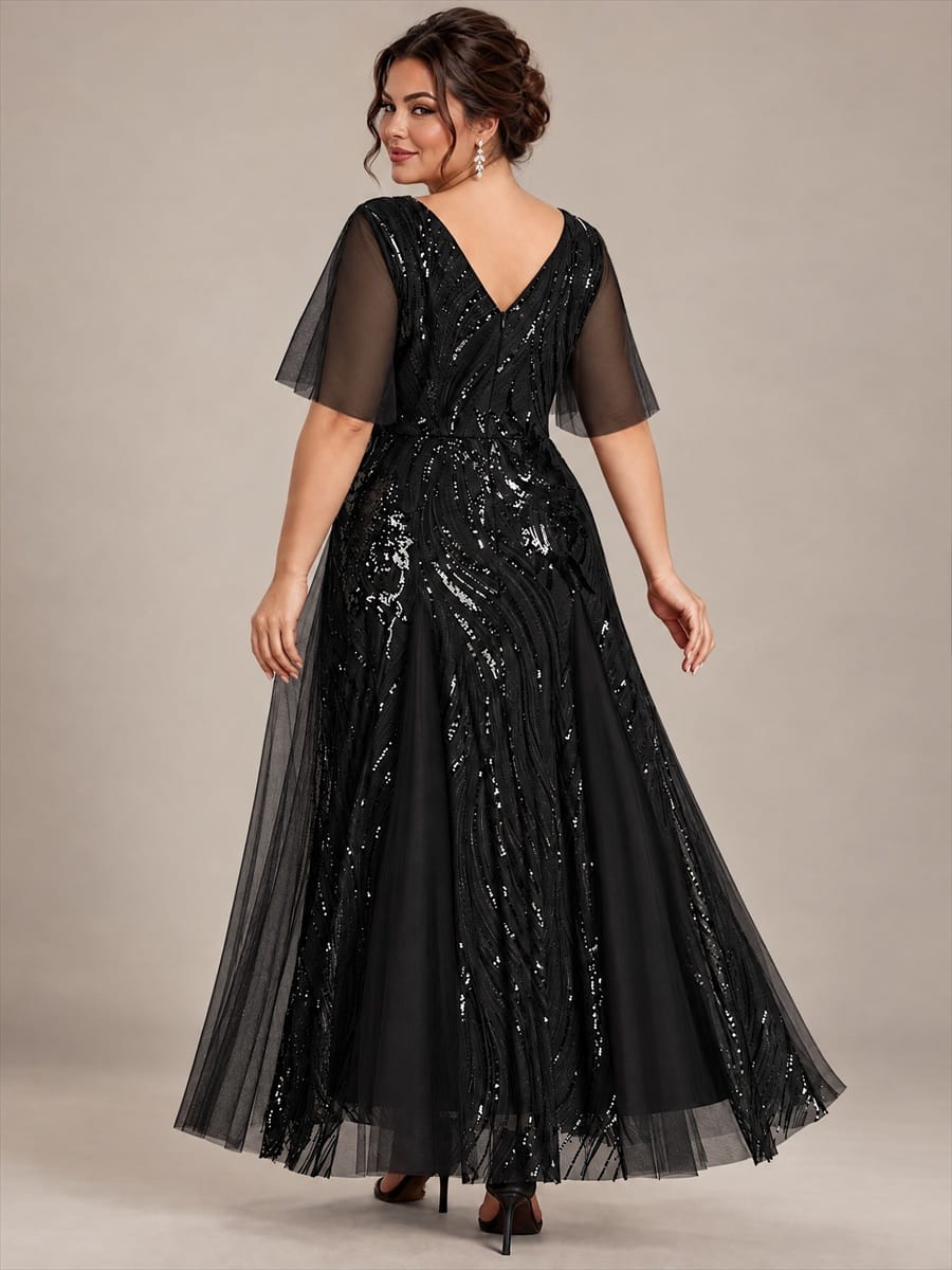 Sequin Mermaid V-Neck Maxi Dress