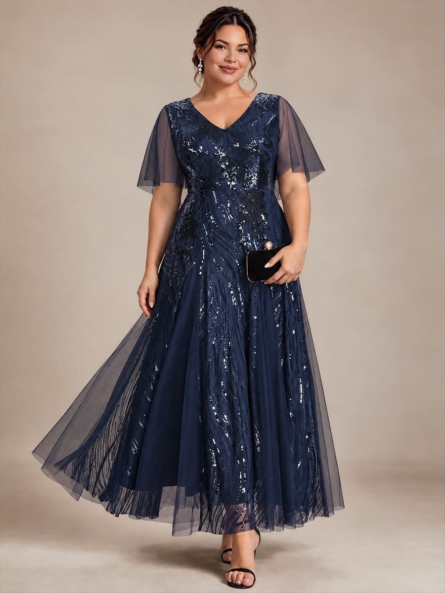 Sequin Mermaid V-Neck Maxi Dress