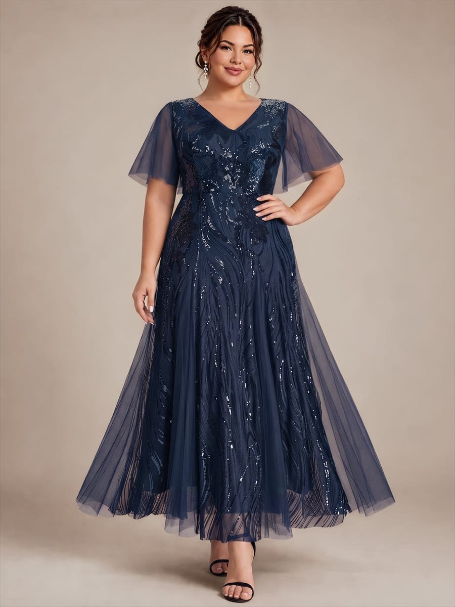 Sequin Mermaid V-Neck Maxi Dress
