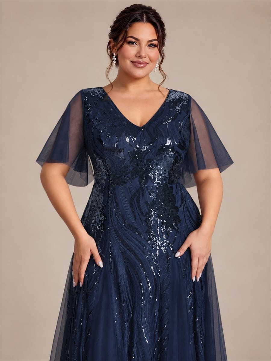 Sequin Mermaid V-Neck Maxi Dress