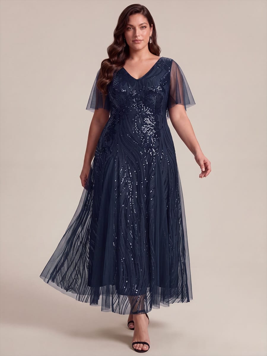 Sequin Mermaid V-Neck Maxi Dress