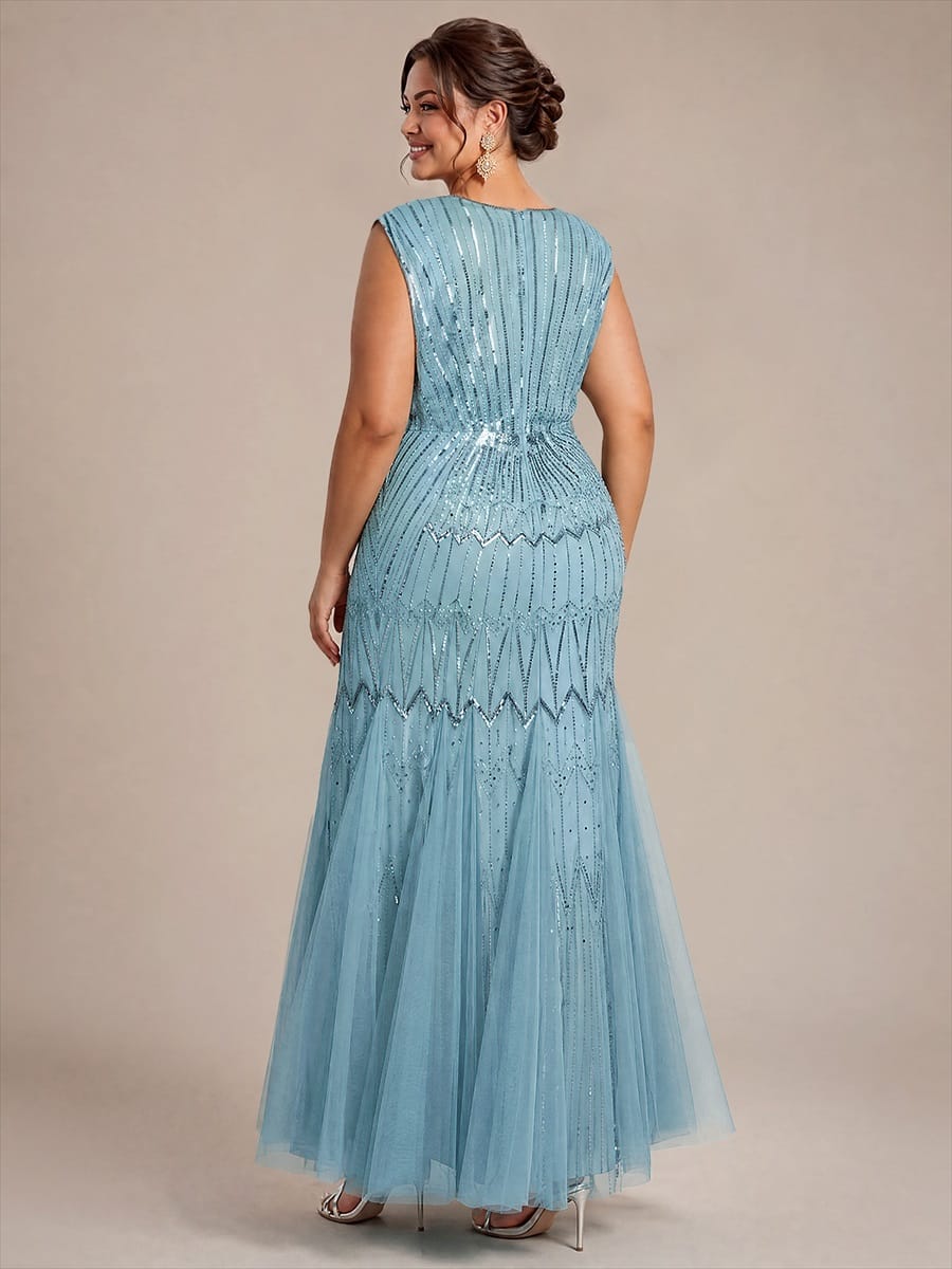 Beaded Sequin Mermaid Evening Dress