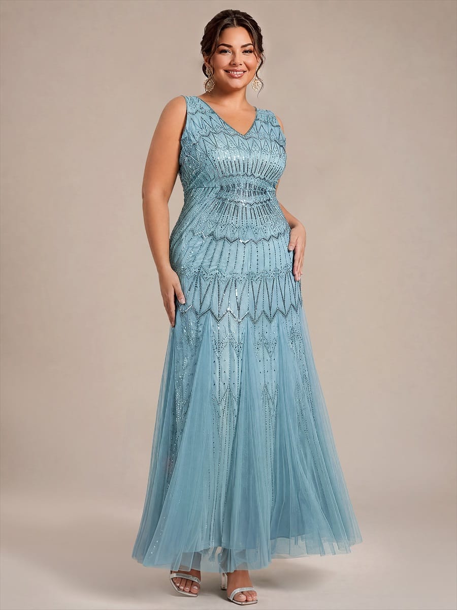 Beaded Sequin Mermaid Evening Dress