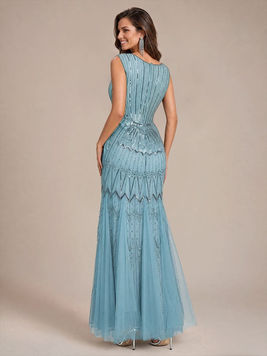 Beaded Sequin Mermaid Evening Dress