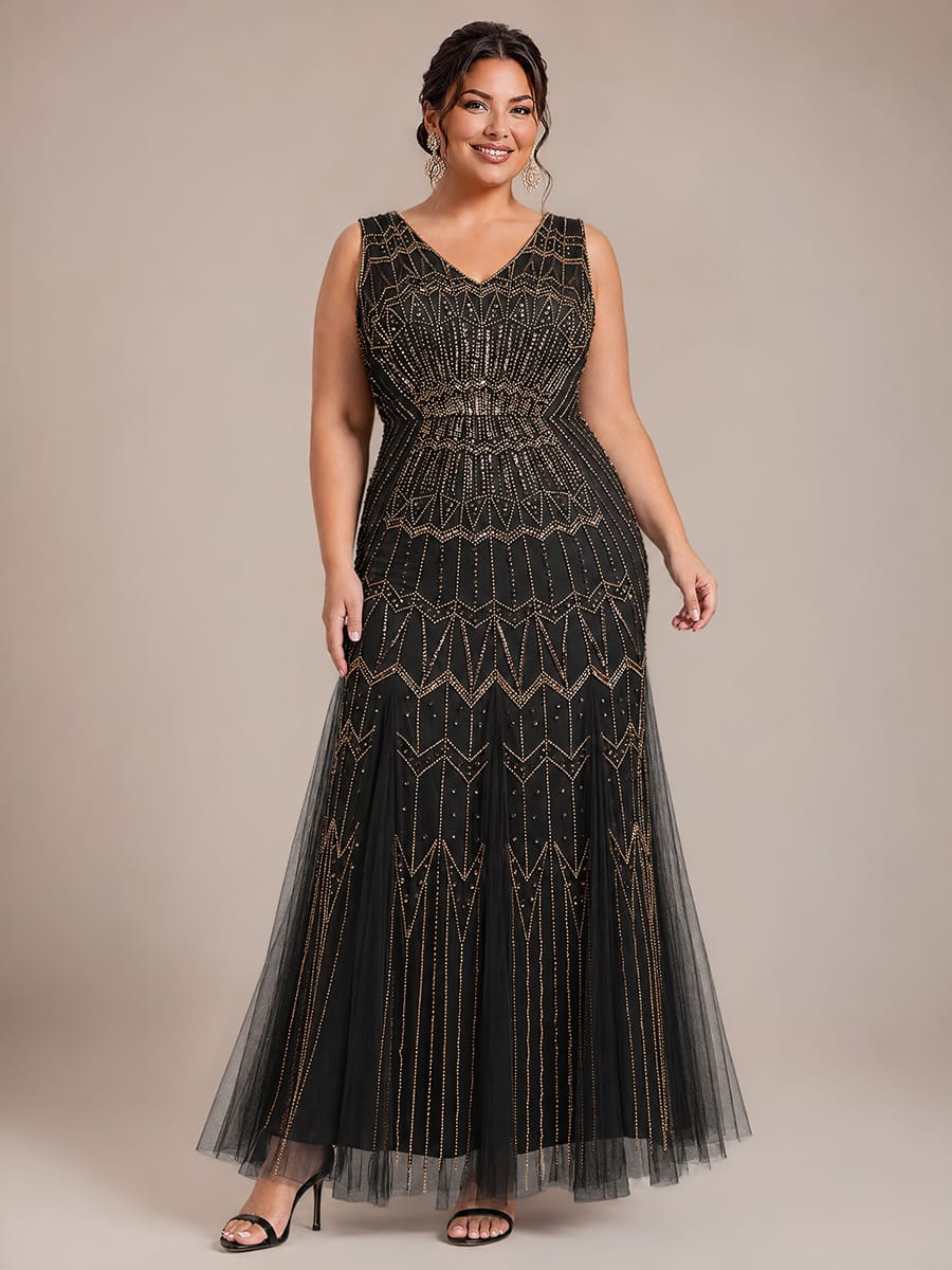 Beaded Sequin Mermaid Evening Dress