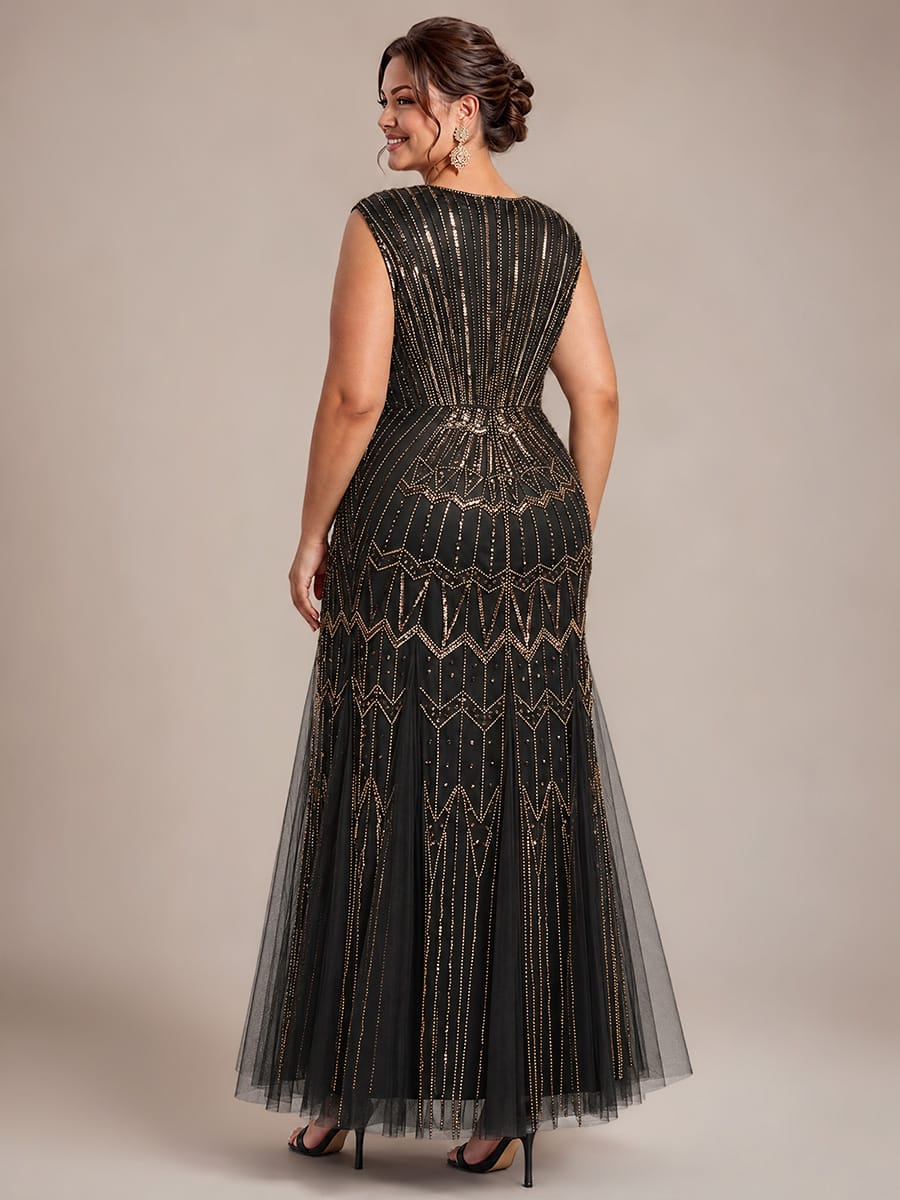 Beaded Sequin Mermaid Evening Dress