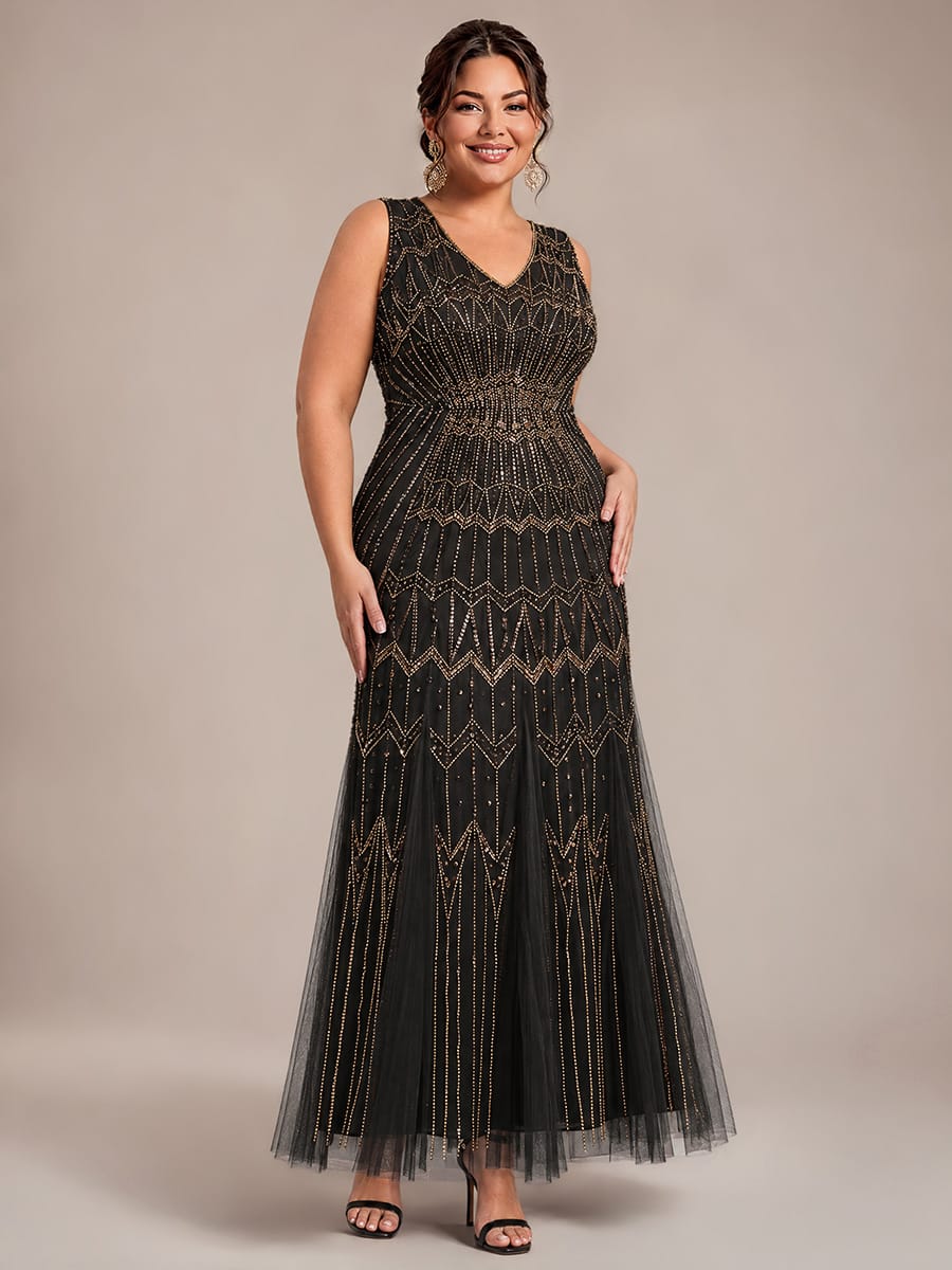Beaded Sequin Mermaid Evening Dress