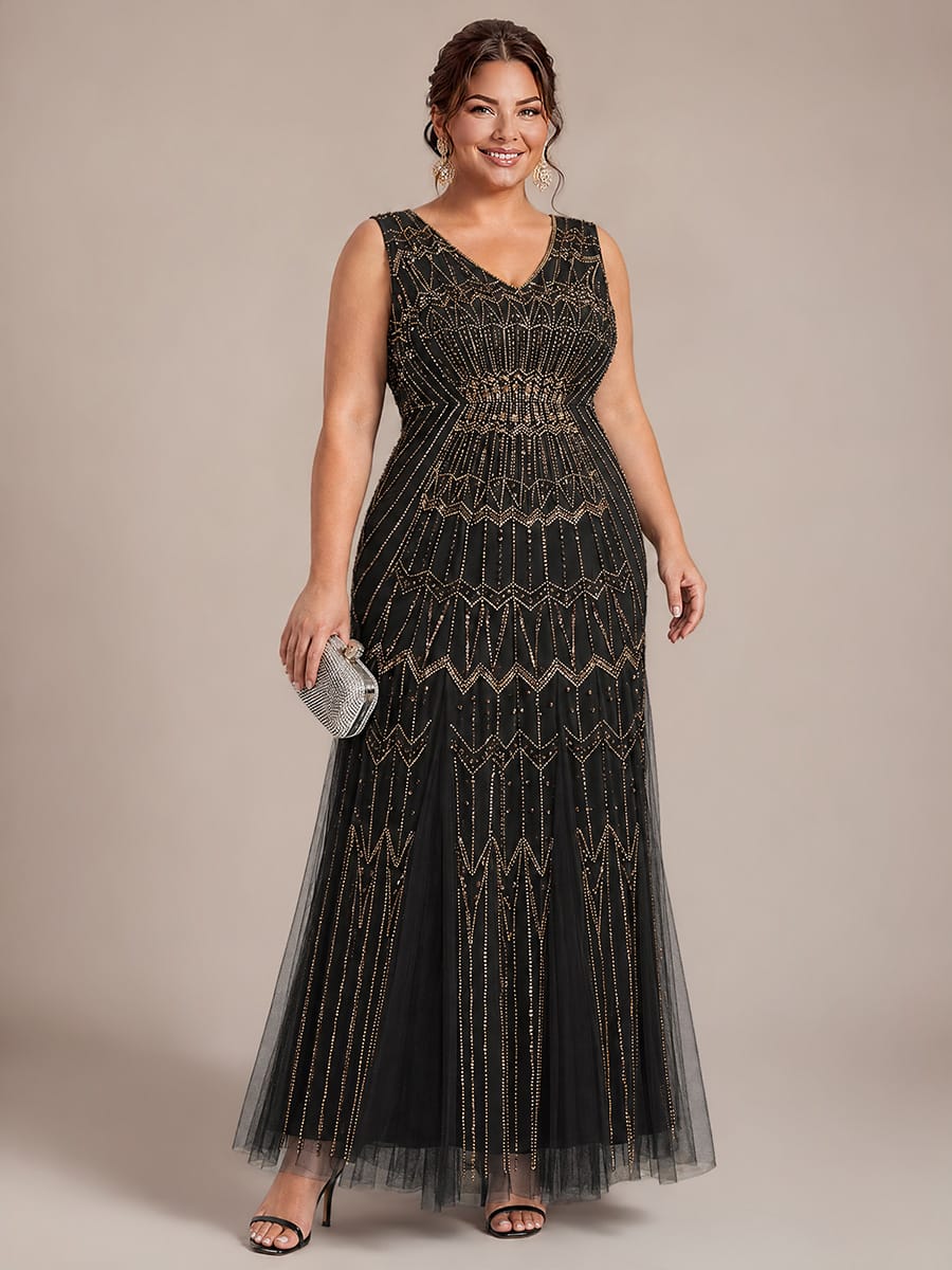 Beaded Sequin Mermaid Evening Dress