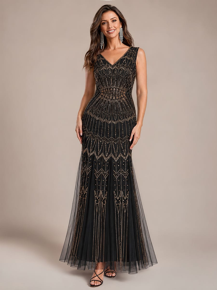 Beaded Sequin Mermaid Evening Dress