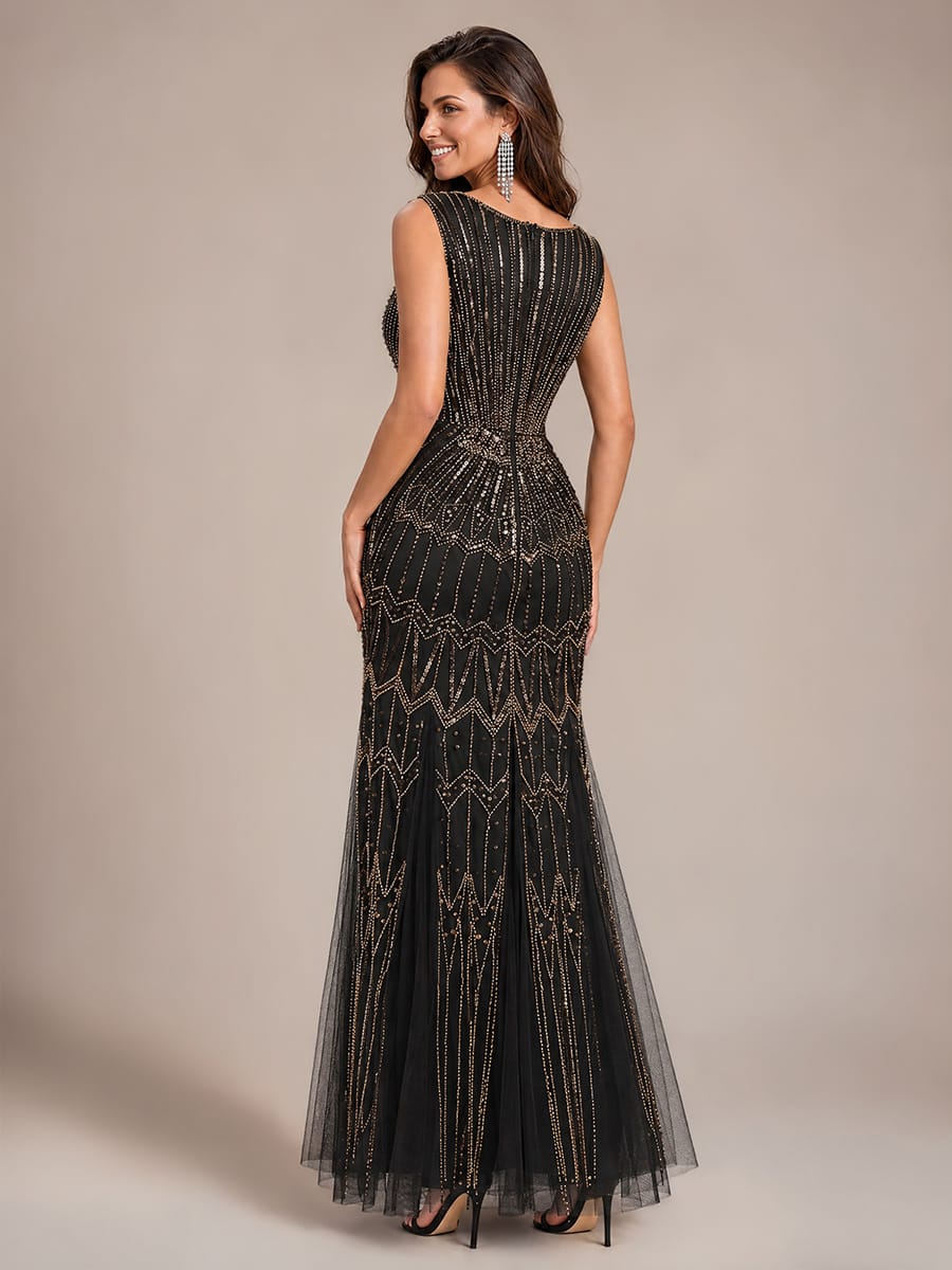 Beaded Sequin Mermaid Evening Dress