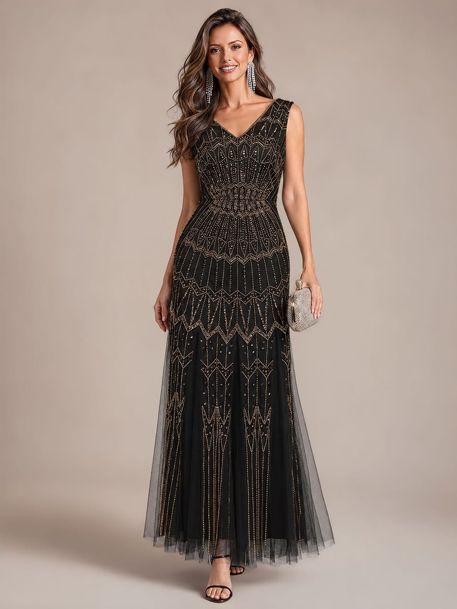 Beaded Sequin Mermaid Evening Dress