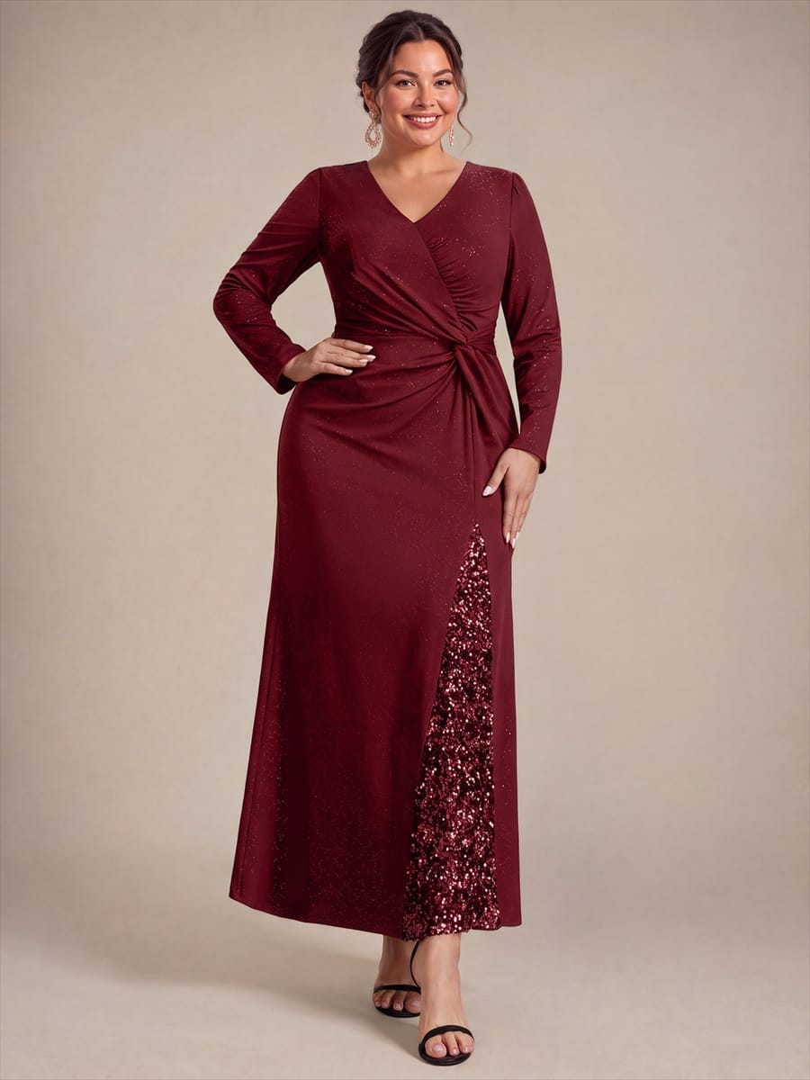 Knot Detail Jersey Long Sleeve Maxi Dress