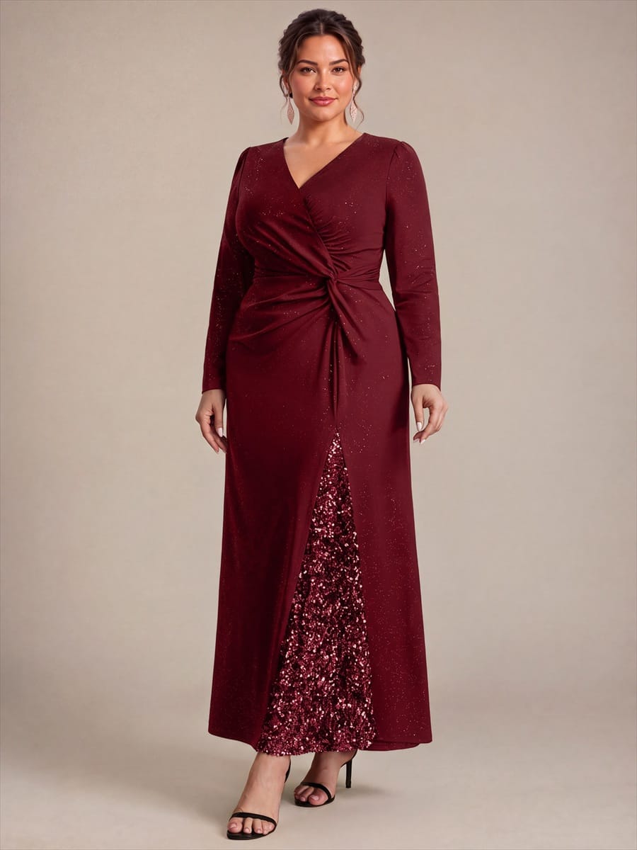 Knot Detail Jersey Long Sleeve Maxi Dress