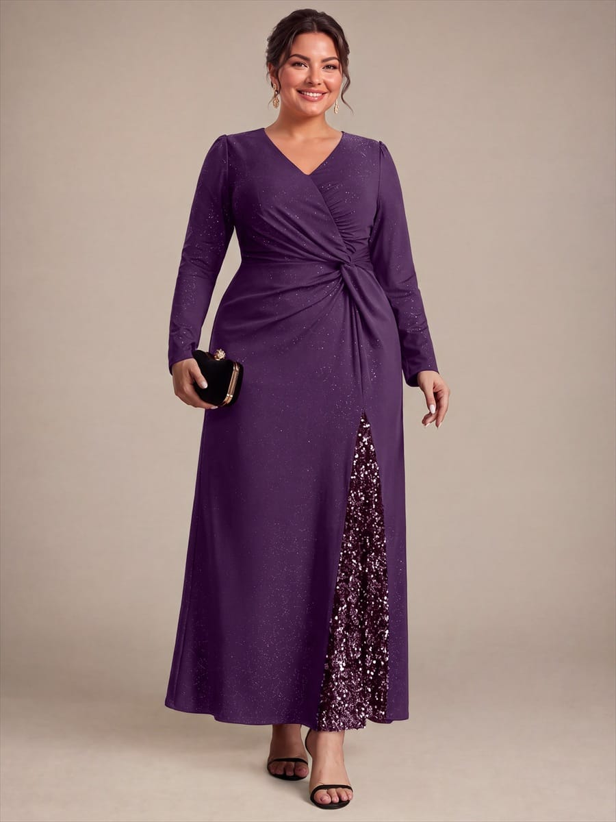 Knot Detail Jersey Long Sleeve Maxi Dress
