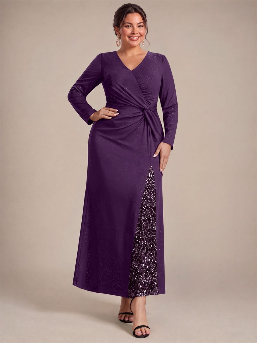Knot Detail Jersey Long Sleeve Maxi Dress