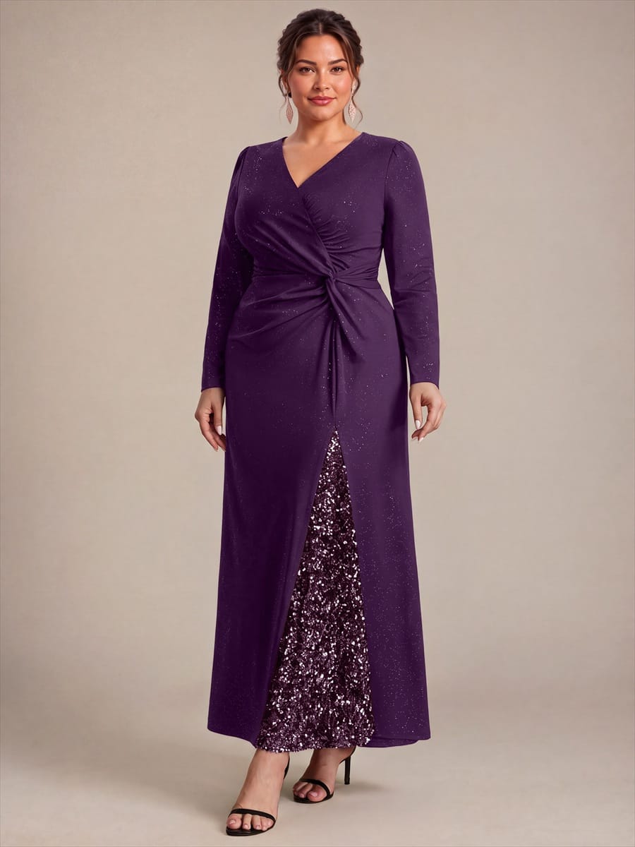 Knot Detail Jersey Long Sleeve Maxi Dress