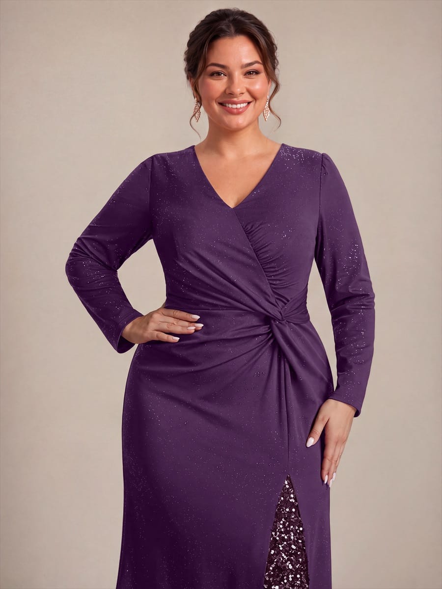 Knot Detail Jersey Long Sleeve Maxi Dress