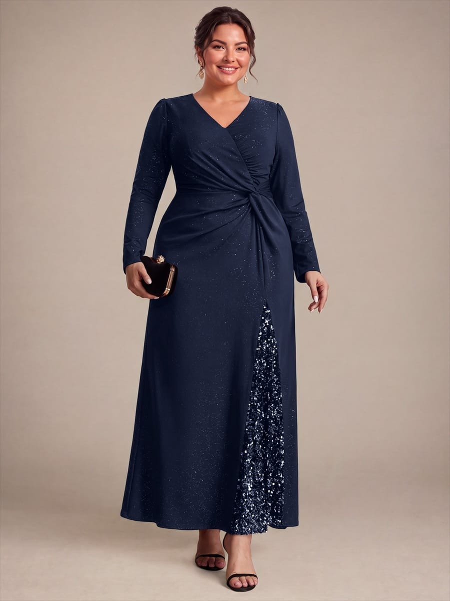Knot Detail Jersey Long Sleeve Maxi Dress