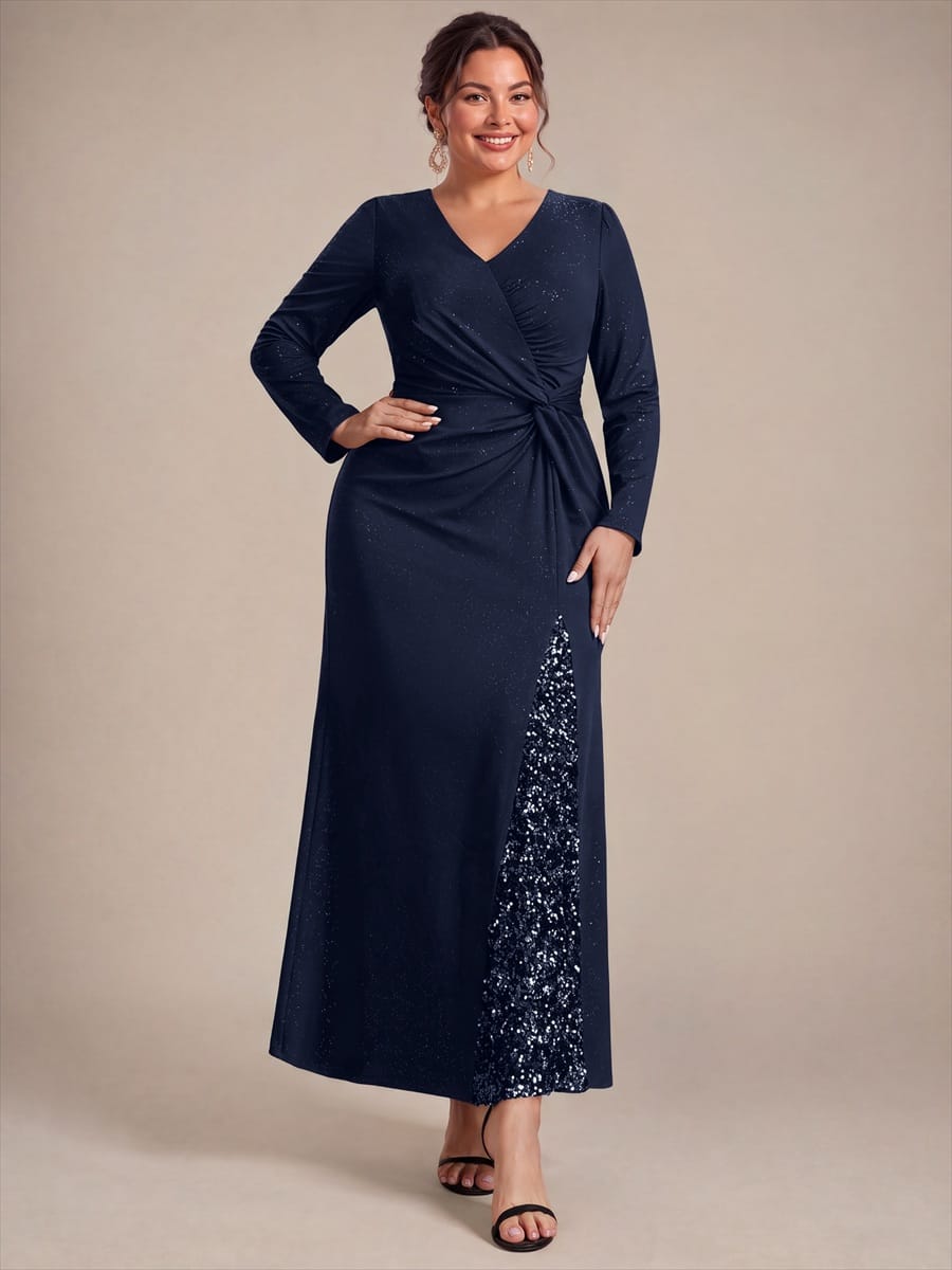 Knot Detail Jersey Long Sleeve Maxi Dress
